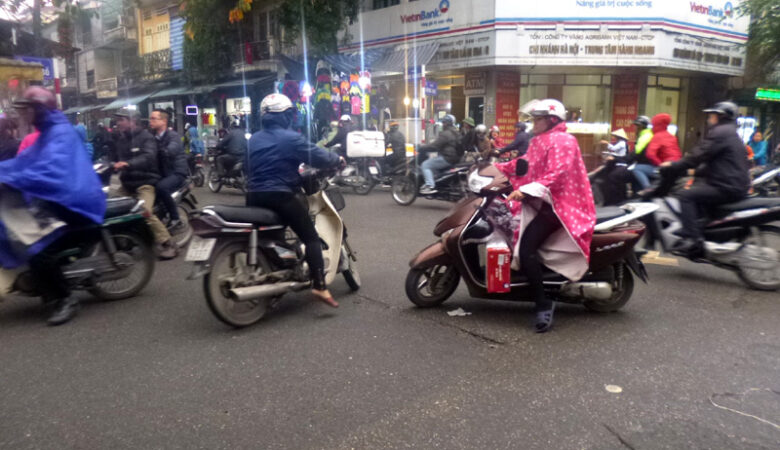 hanoi, vietnam, bikes, scooters