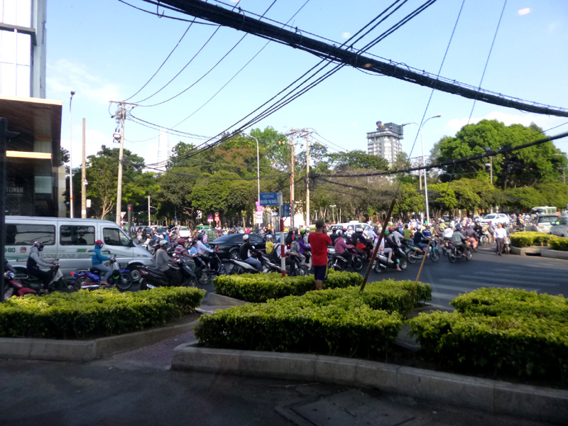 bikes, scooters, roadblock, saigon, hcmc, ho chi minh city, vietnam