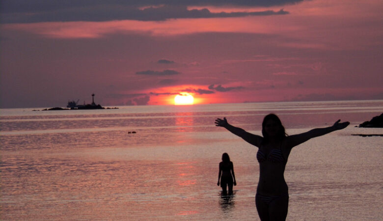 sunset, koh phangan, beach, island, thailand