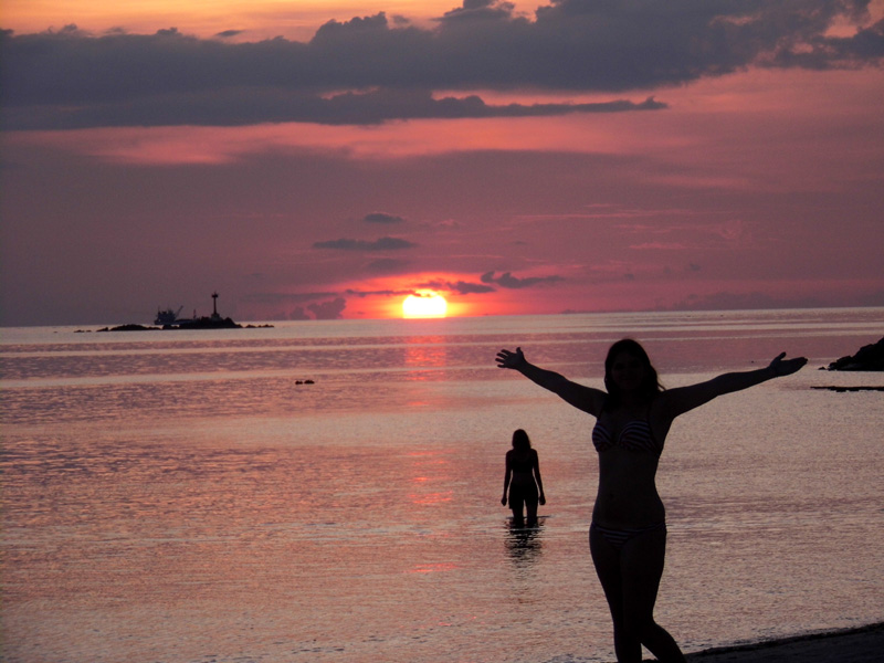sunset, koh phangan, beach, island, thailand