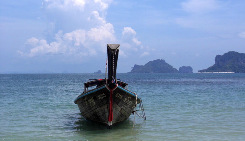 long-tail boat, thailand, railay, phranang beach