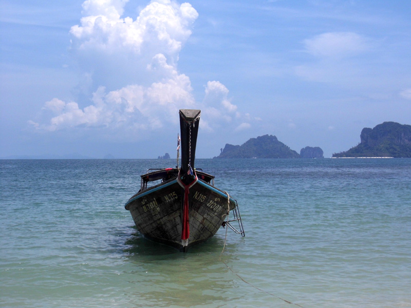 long-tail boat, thailand, railay, phranang beach