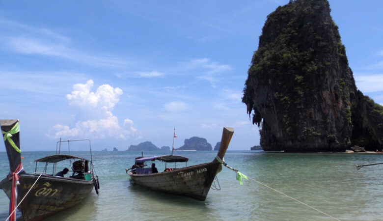 phranang beach, railay, thailand, long tail boats