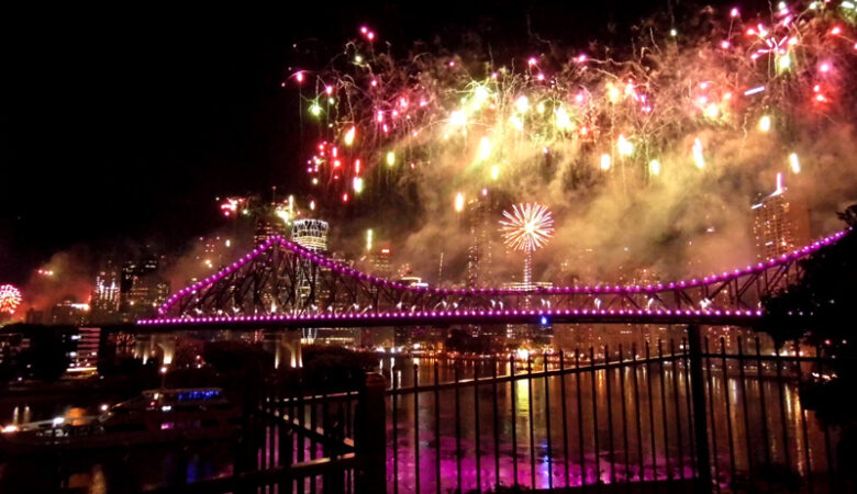 Brisbane River Fire fest fireworks, Story Bridge, Australia