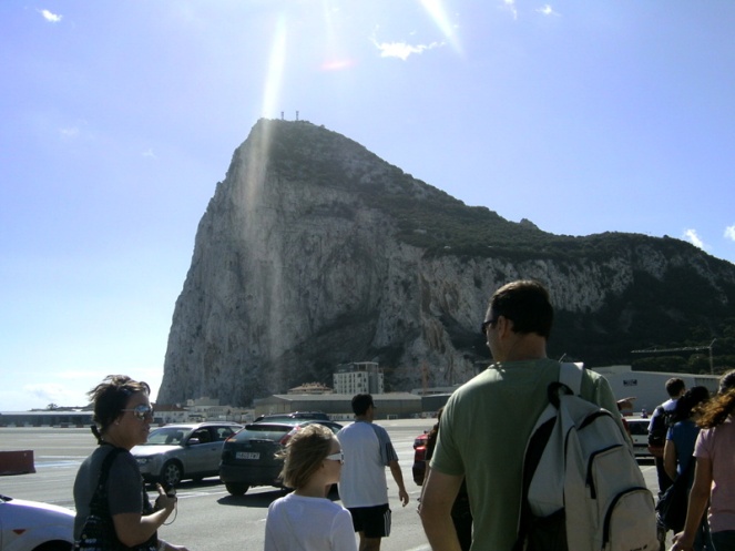 crossing the runway, view of gibraltar rock