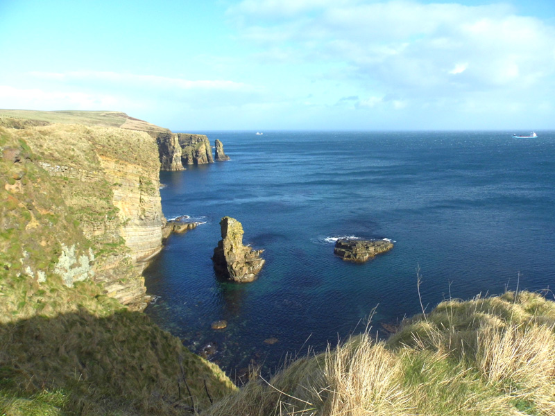 windwick bay, cliffs, orkney islands, scotland