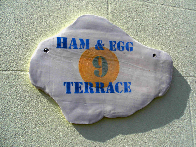 Ham & Egg Terrace sign, Laxey, Isle Of Man