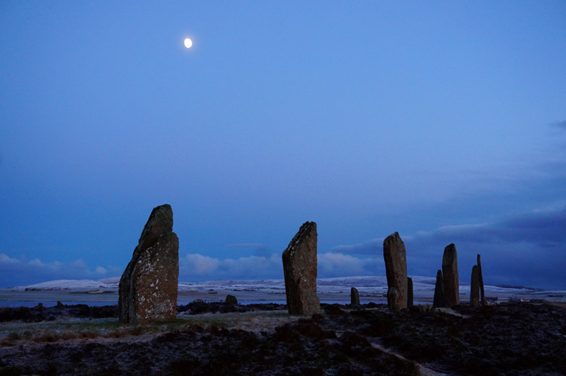 Ring Of Brodgar on a winter's night, Orkney, Scotland