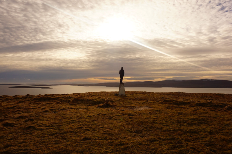 david surveying his kingdom, orkney, scotland