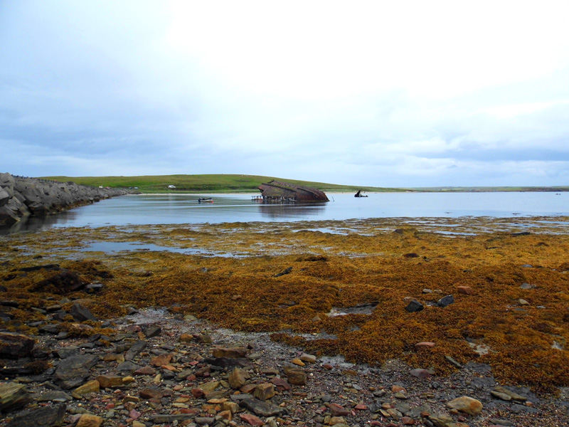 Shipwreck, blockship, Churchill barriers, Orkney, Scotland