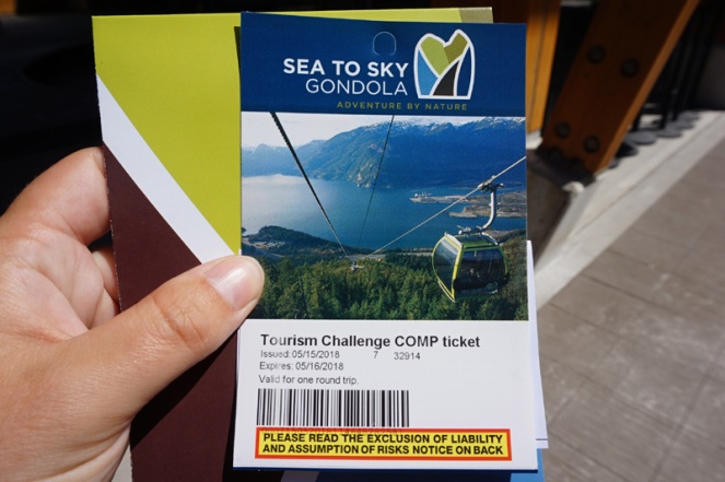Sea To Sky gondola ticket, Squamish, BC, Canada