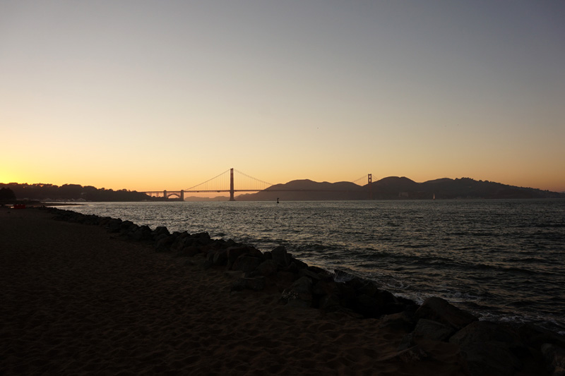 Golden Gate Bridge at sunset, San Francisco