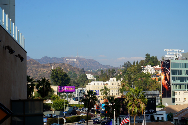 Hollywood sign from Hollywood Boulevard, LA, USA