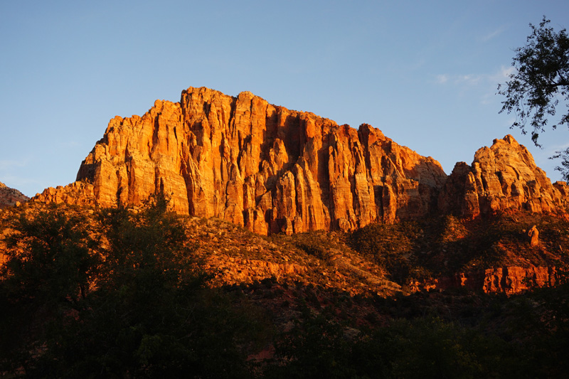 Sunset, Zion National Park campsite, USA