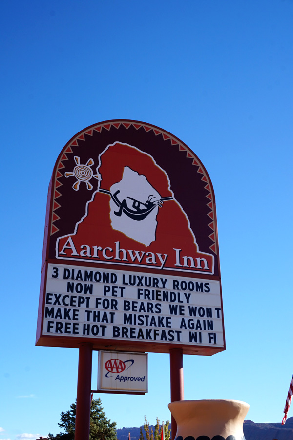 Aarchway Inn Hotel sign, Moab, Utah, USA
