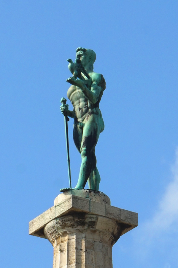 Naked man Pobednik statue, Belgrade, Serbia