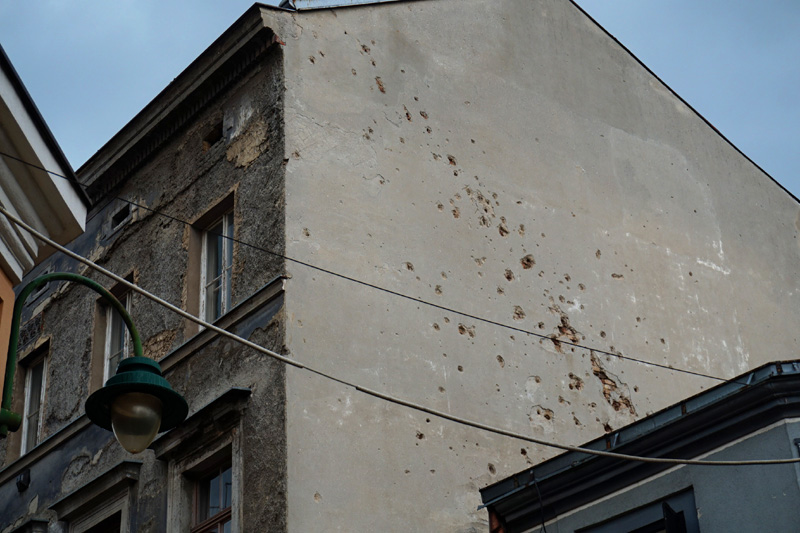 Bullet holes in walls, Sarajevo, Bosnia & Herzegovina