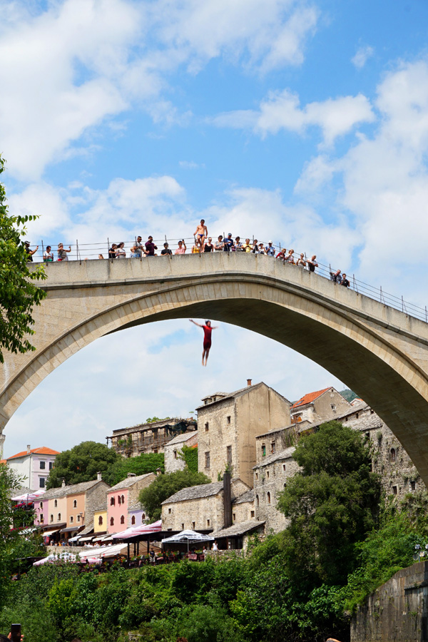Someone jumping off Stari Most bridge, Mostar, Bosnia & Herzegovina