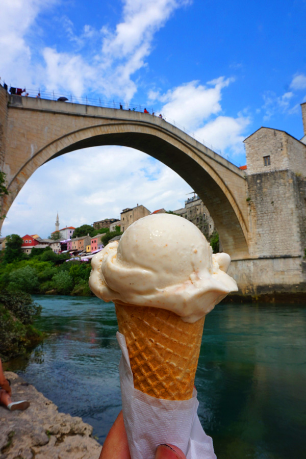 Ice cream at Stari Most, Mostar, Bosnia & Herzegovina