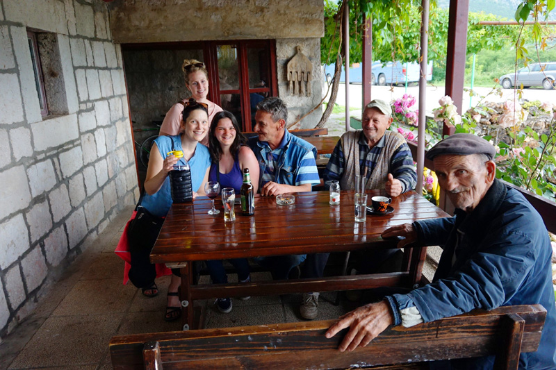 Hanging out with Bosnian locals at a winery, Bosnia