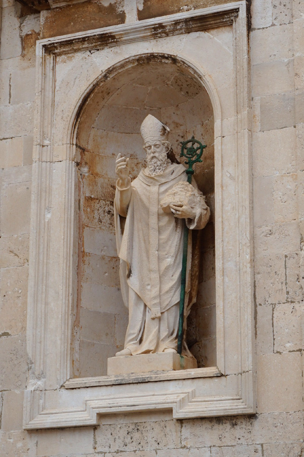 St Blaise statue holding Dubrovnik, Croatia