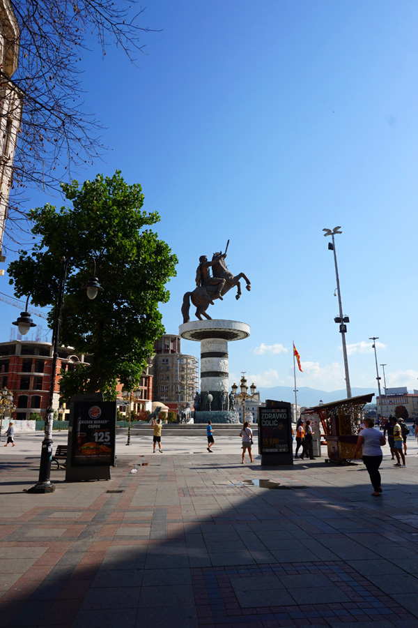 Alexander the Great statue in Macedonia Square, Skopje, North Macedonia