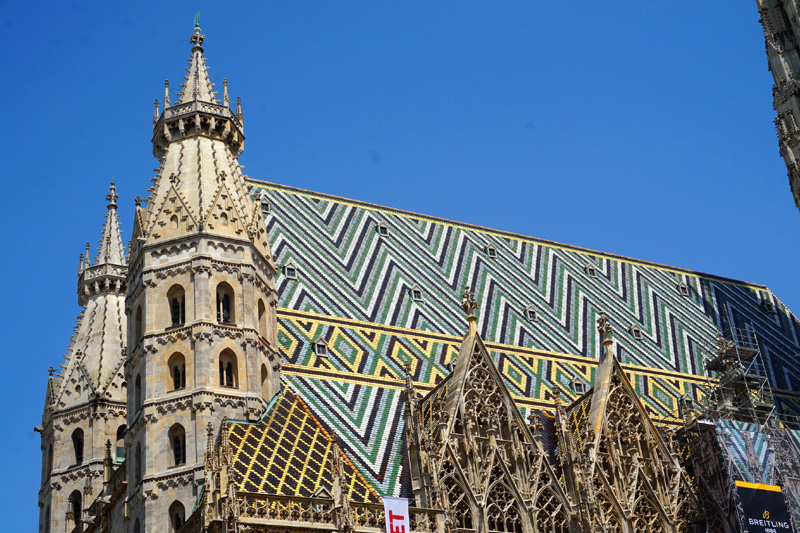 Close up of St Stephen's Cathedral roof, Vienna, Austria