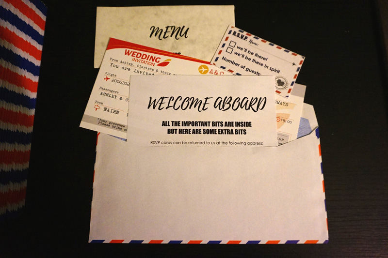 Travel-themed wedding invites