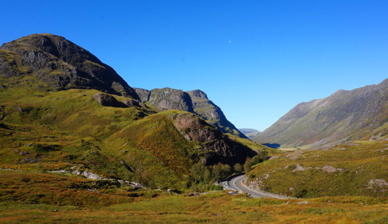 View across Glencoe, start of Buachaille Etive Beag hike, Scotland
