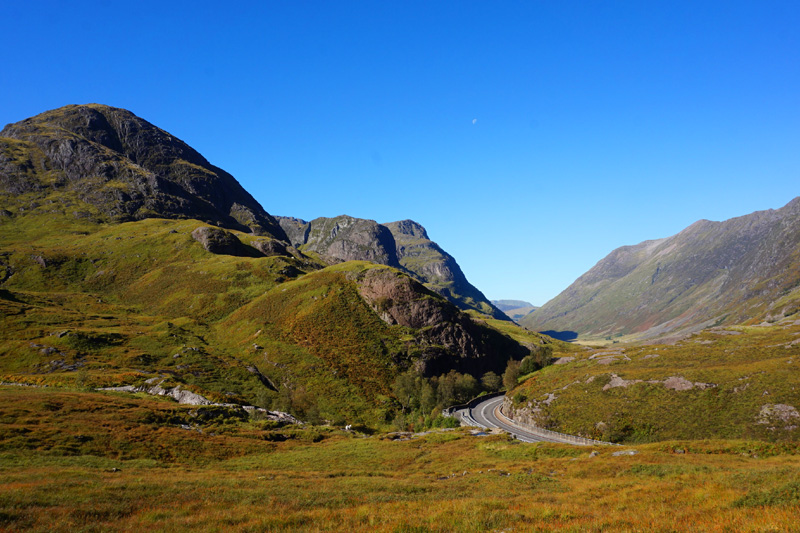View across Glencoe, start of Buachaille Etive Beag hike, Scotland