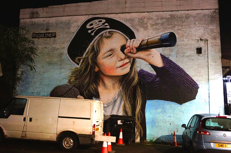 Pirate girl mural, Glasgow, Scotland