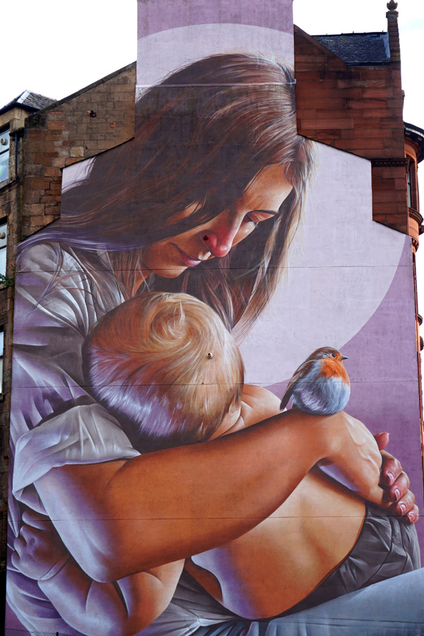 St Enoch & child street art, Glasgow, Scotland