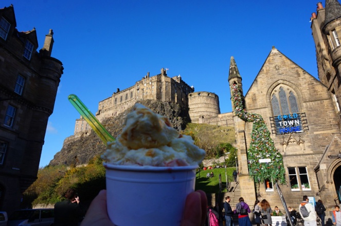Edinburgh Castle with ice cream