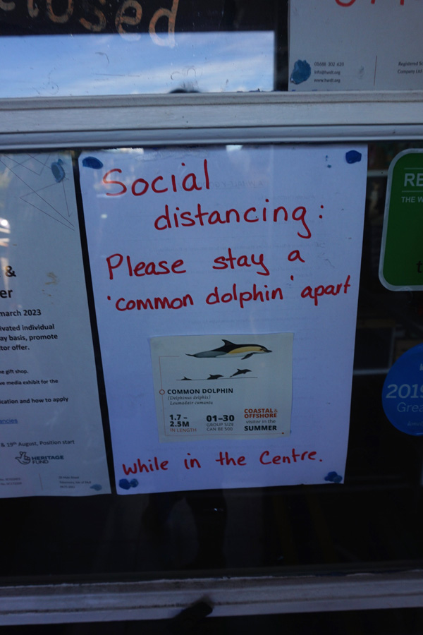 Social distancing sign, Tobermory, Isle Of Mull, Scotland