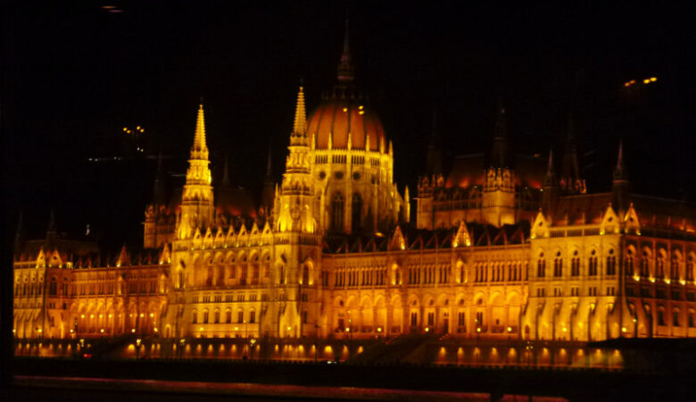 Parliament building at night, Budapest, Hungary