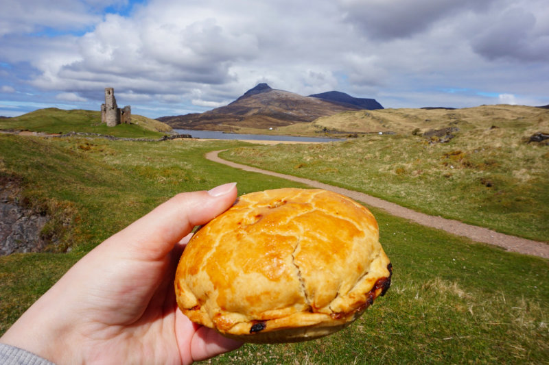 Lochinver pie, Ardvreck castle, Assynt, Scotland