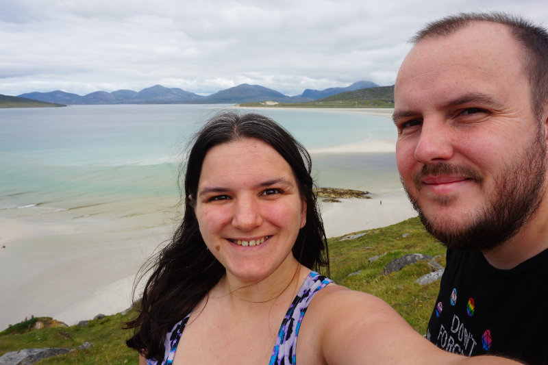 Me & Ash overlooking Seilebost beach, Isle Of Harris, Scotland