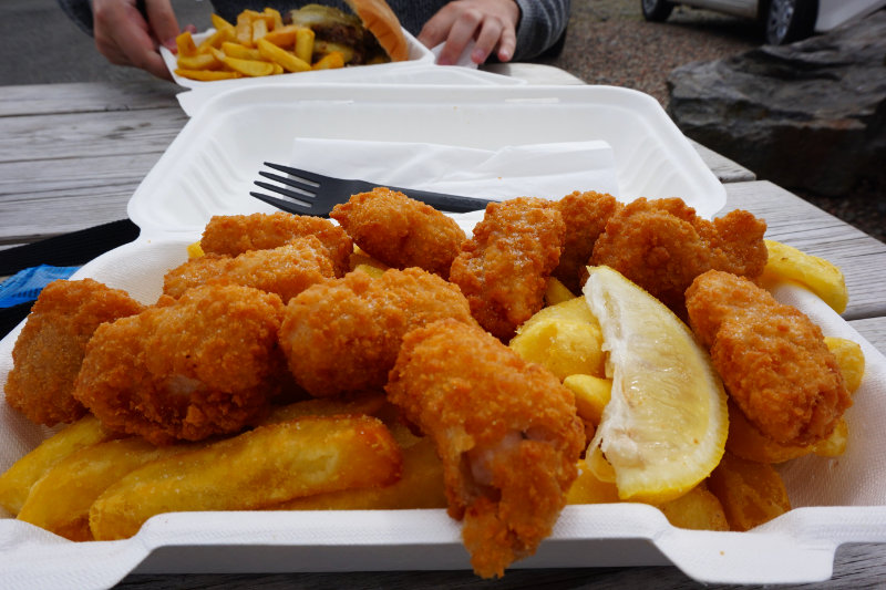 Scampi & chips from the Butty Bus, Leverburgh, Isle Of Harris, Scotland