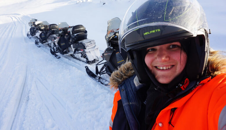 Snowmobiling on a glacier, Iceland