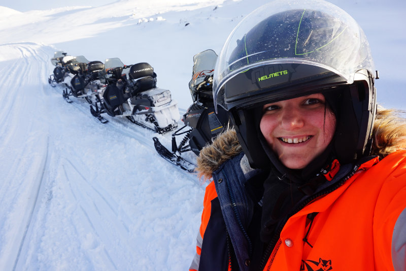 Snowmobiling on a glacier, Iceland