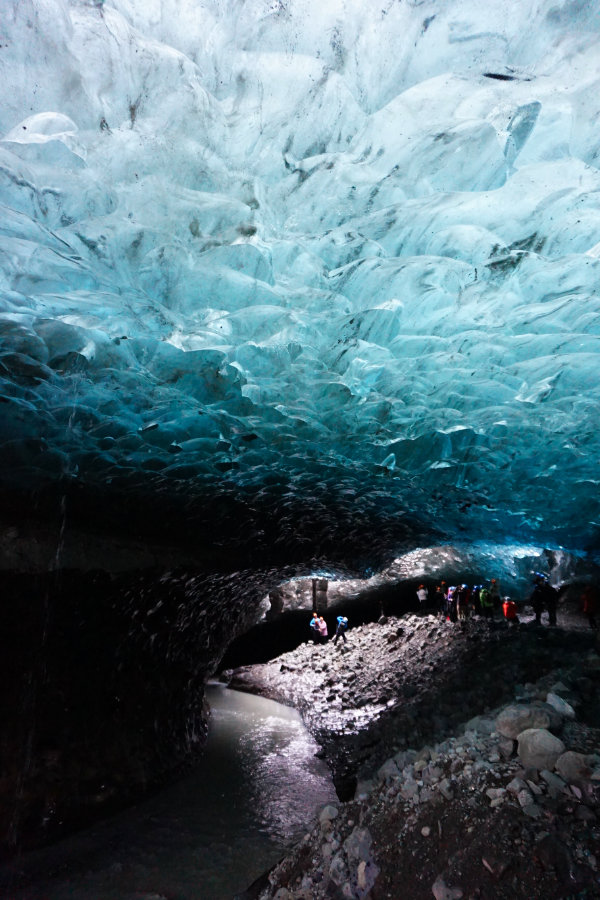 Ice cave tour inside Vatnajokull glacier, Iceland