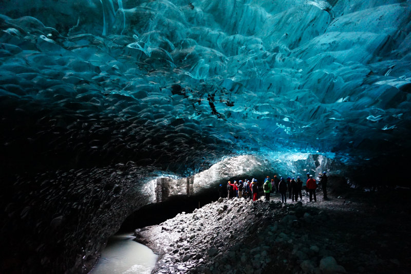 Ice cave tour inside Vatnajokull glacier, Iceland