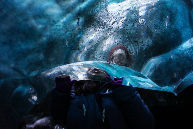 Ice cave tour inside Vatnajokull glacier, Iceland