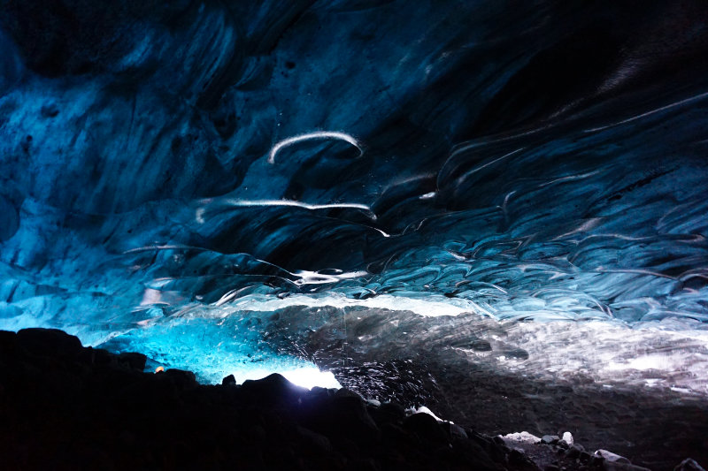 Ice cave tour inside Vatnajokull glacier, Iceland