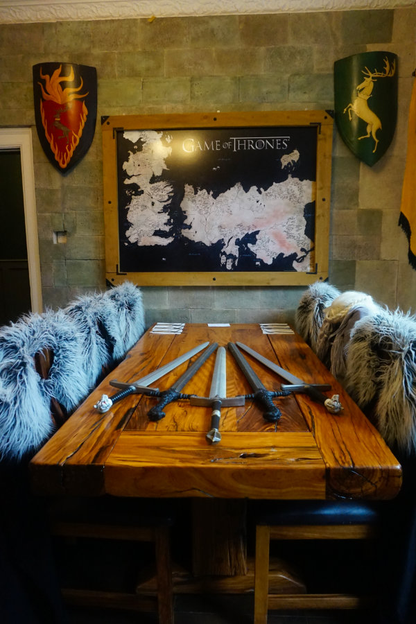 Game Of Thrones table at Fullerton Arms, Ballintoy, Northern Ireland