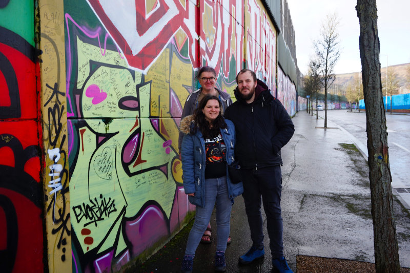 At the peace wall with Barefoot Backpacker, Belfast, Northern Ireland