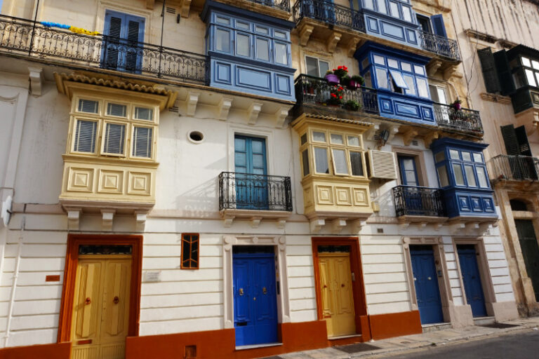 Doors and balconies in Valletta, Malta