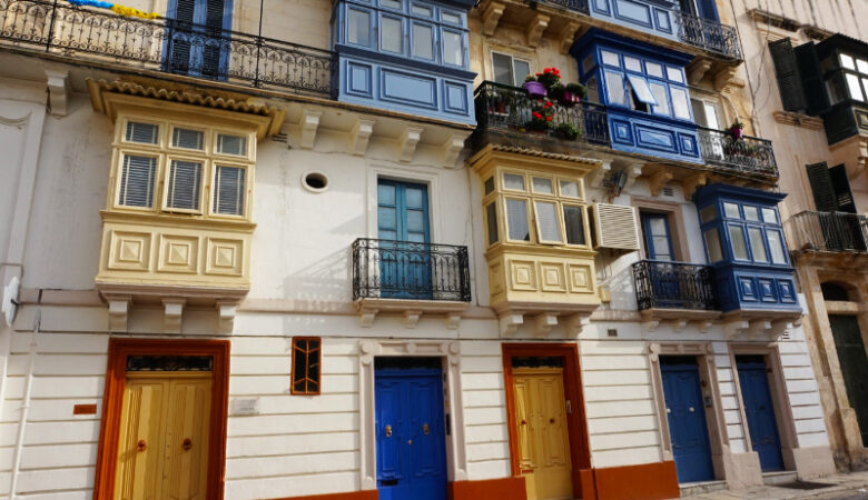 Doors and balconies in Valletta, Malta