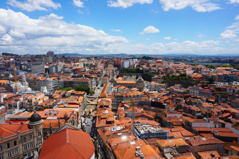 View from the Clerigos Tower of Porto, Portugal