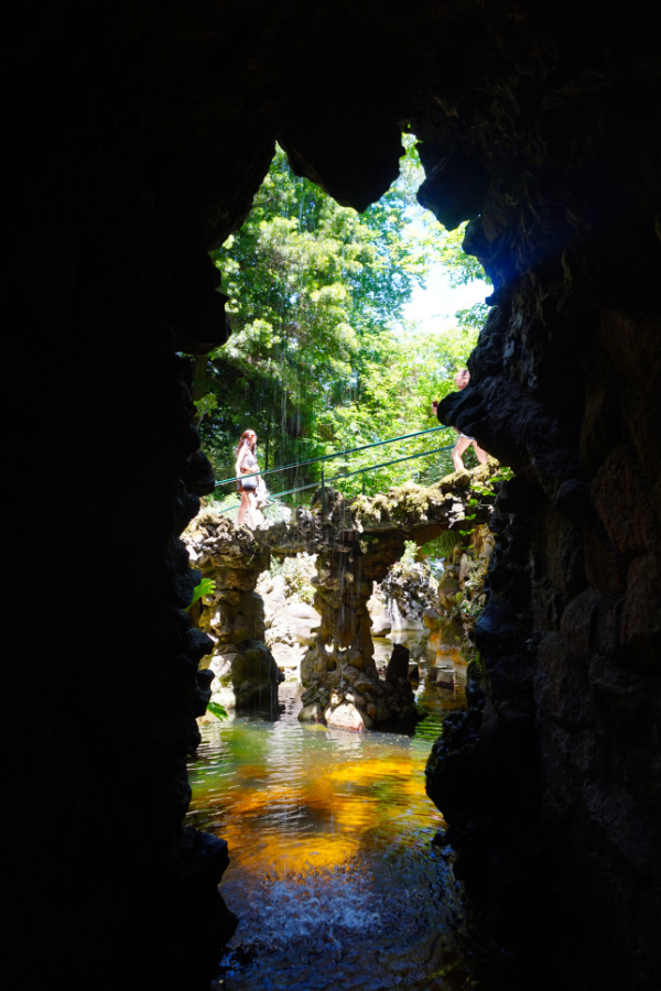 Waterfall in a cave at Quinta da Regaleira, Sintra, Portugal